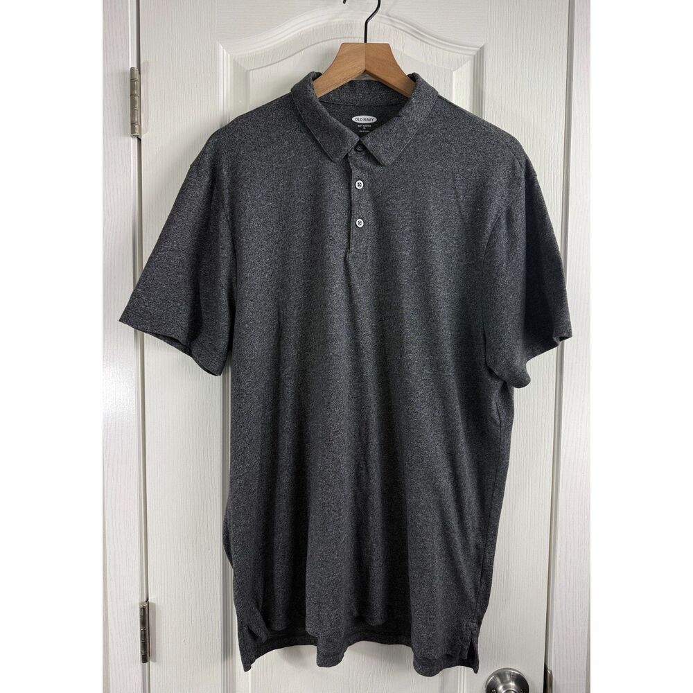Old Navy Men’s XL Soft-Washed Polo Shirt Heather Charcoal Gray Short Sleeve